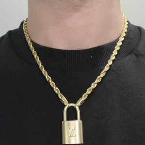 COPY - Auth Louis Vuitton Lock & Key Necklace 18K Plated Chain